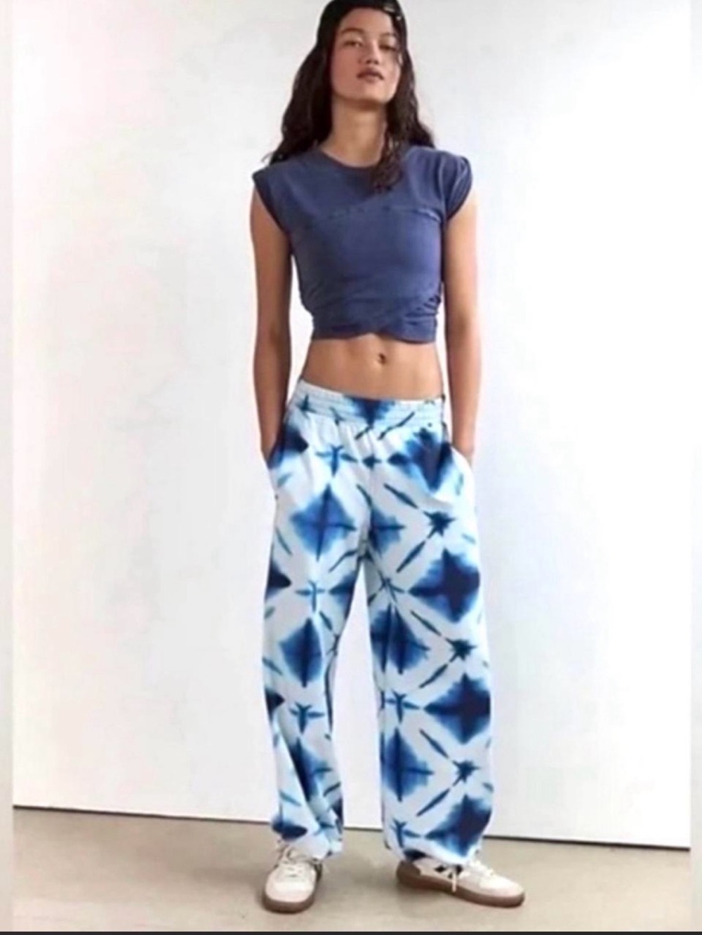 Free People Movement Hot Shot Crossover shibori navy Printed Set NWT $108 small